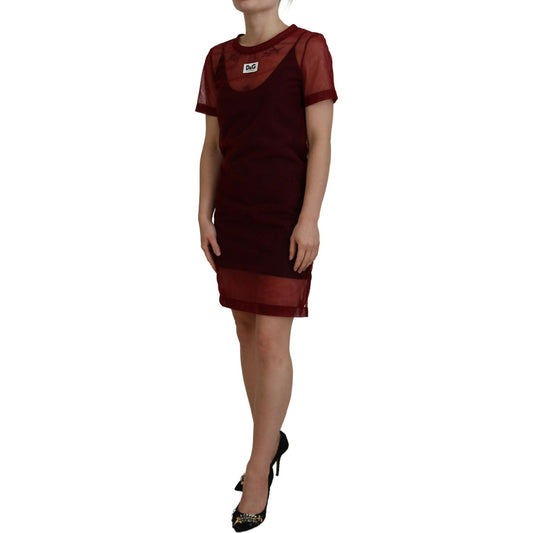 Dolce & Gabbana Maroon Mini Shift Dress - Italian Elegance Dolce & Gabbana