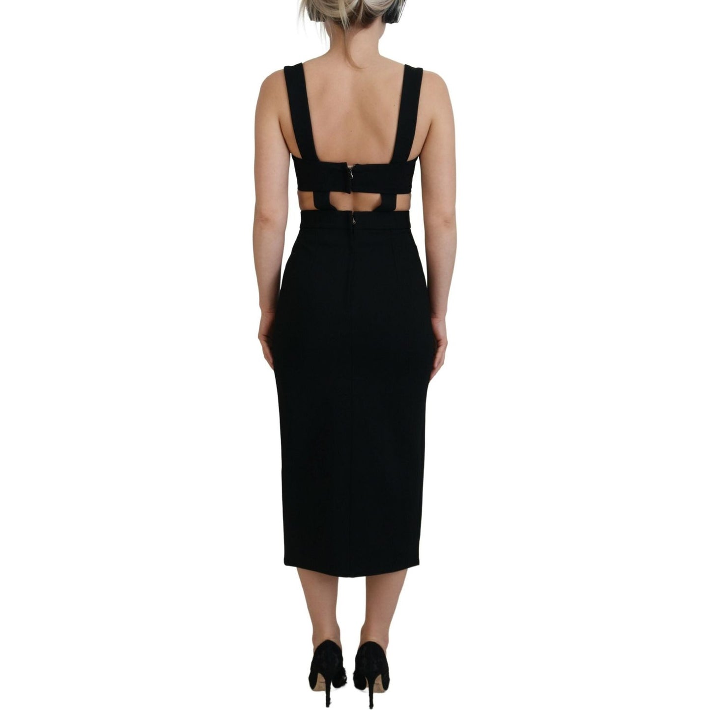 Dolce & Gabbana Elegant Black Midi Sheath Dress Dolce & Gabbana