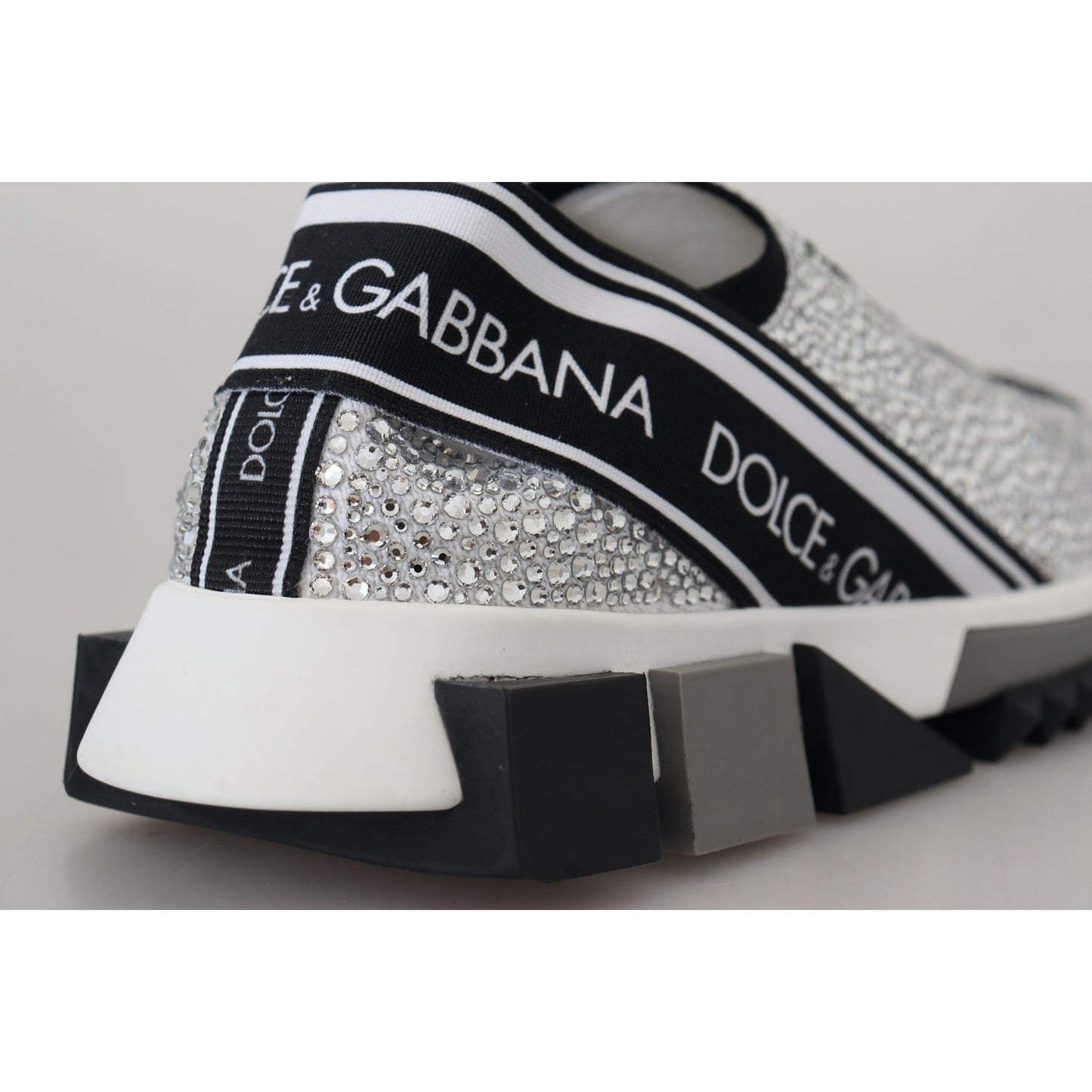 Dolce & Gabbana Sparkling Silver Rhinestone Sneakers Dolce & Gabbana