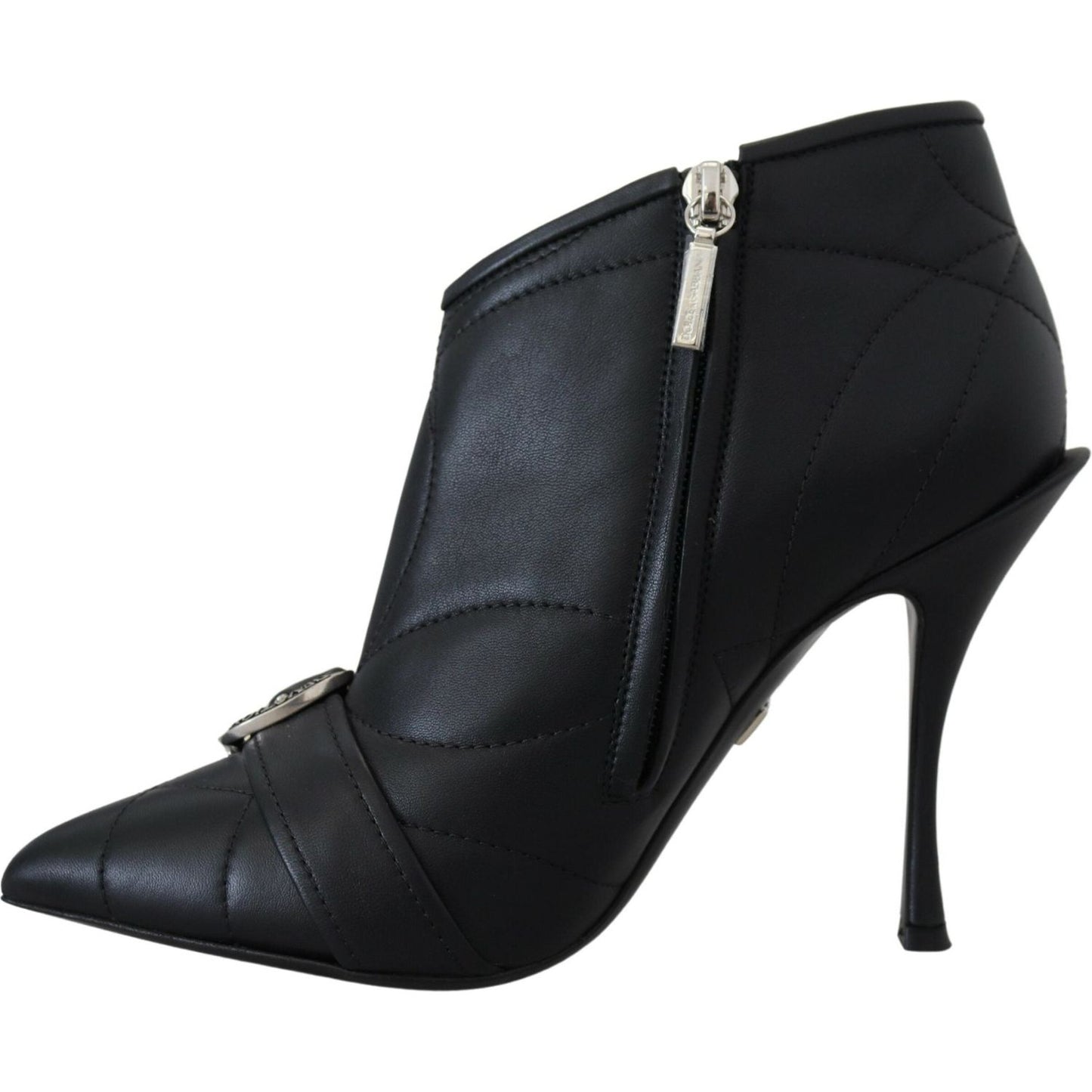 Dolce & Gabbana Elegant Black Quilted Leather Booties Dolce & Gabbana