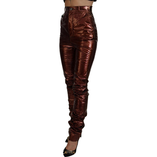 Dolce & Gabbana High Waist Skinny Jeans in Metallic Bronze Dolce & Gabbana