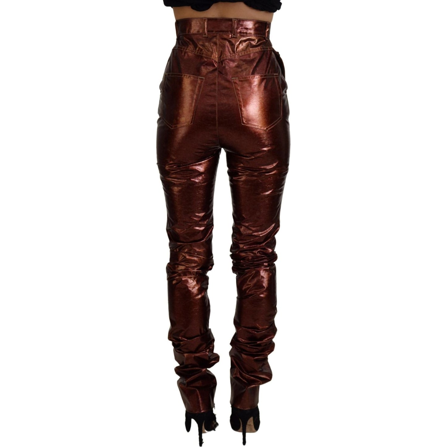 Dolce & Gabbana High Waist Skinny Jeans in Metallic Bronze Dolce & Gabbana