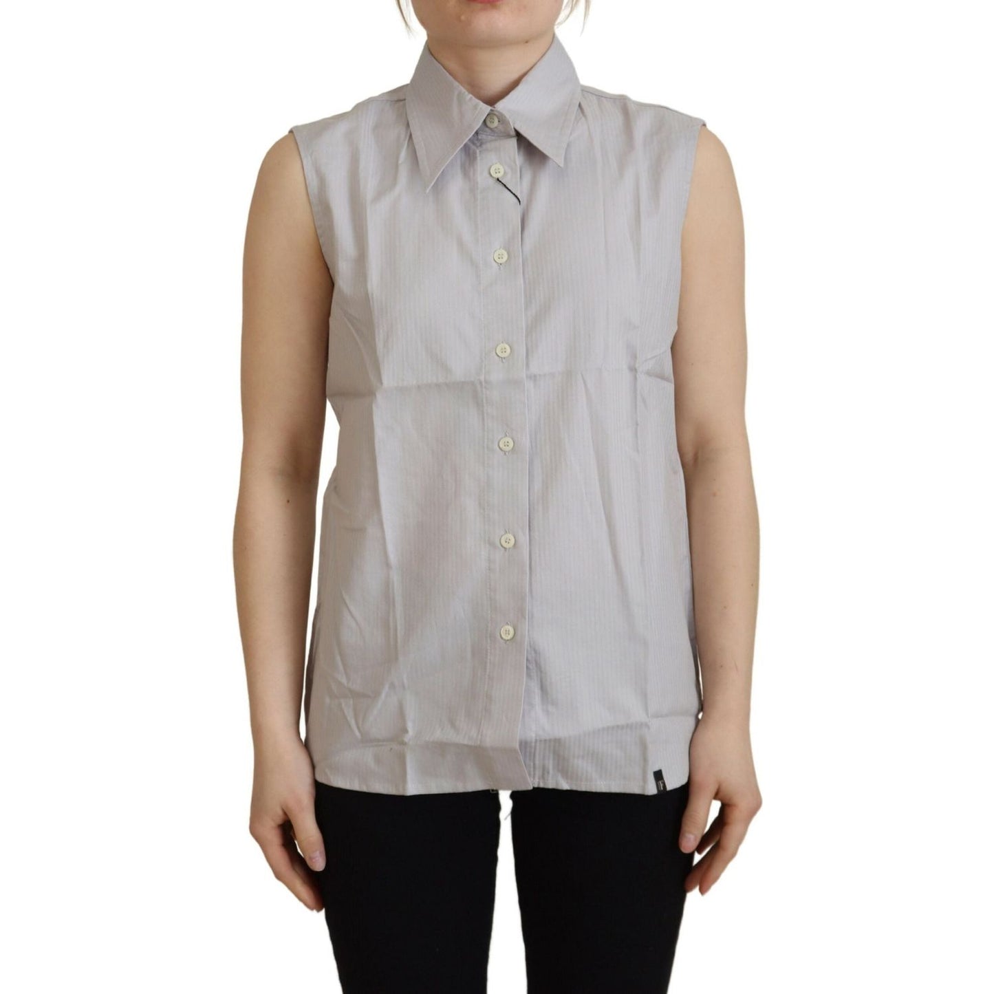 Ferre Elegant Sleeveless Cotton Polo Top Ferre