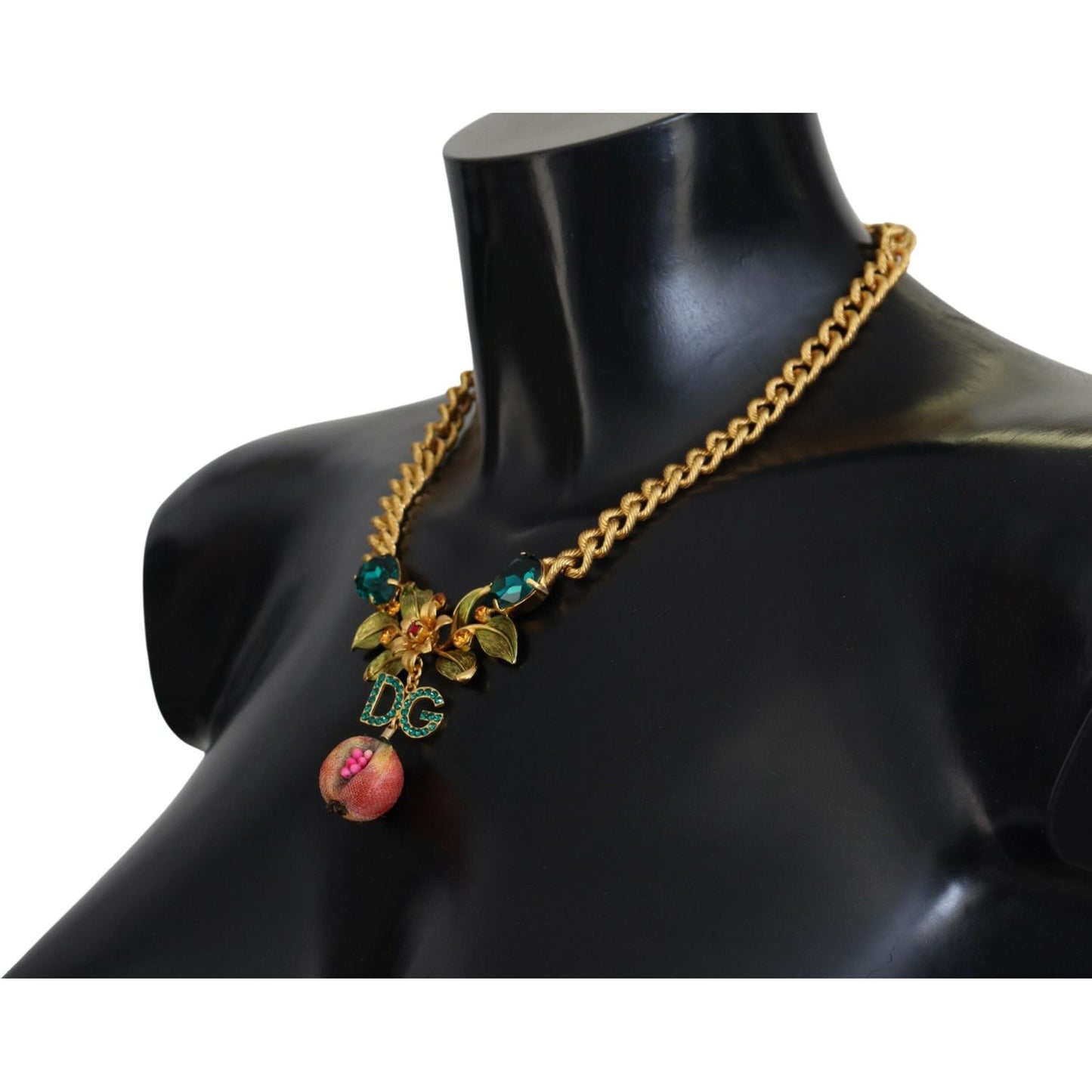 Dolce & Gabbana Elegant Gold-Tone Floral Fruit Necklace Necklace Dolce & Gabbana