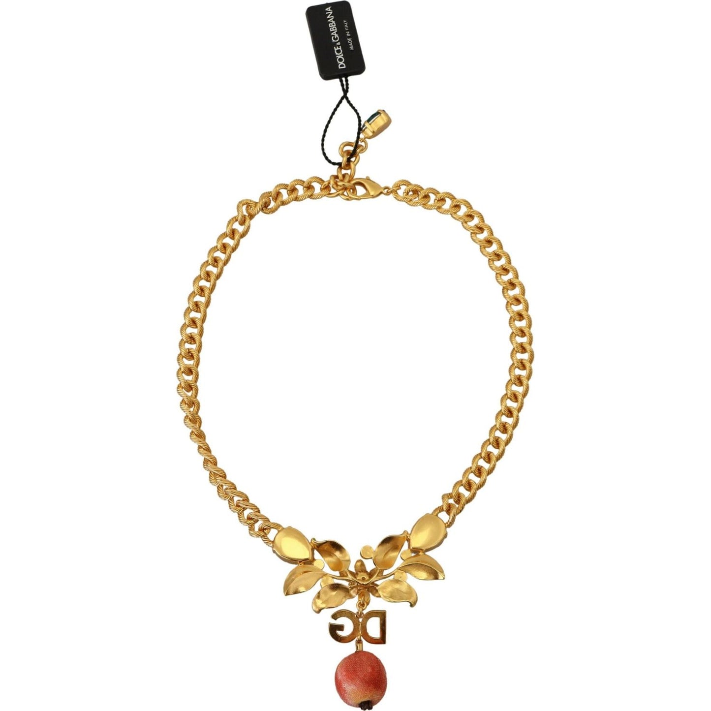 Dolce & Gabbana Elegant Gold-Tone Floral Fruit Necklace Necklace Dolce & Gabbana