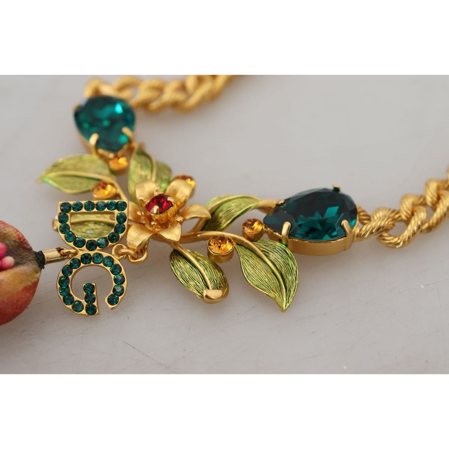 Dolce & Gabbana Elegant Gold-Tone Floral Fruit Necklace Necklace Dolce & Gabbana