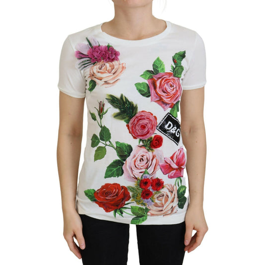 Dolce & Gabbana Elegant Multicolor Rose Print Cotton Tee Dolce & Gabbana