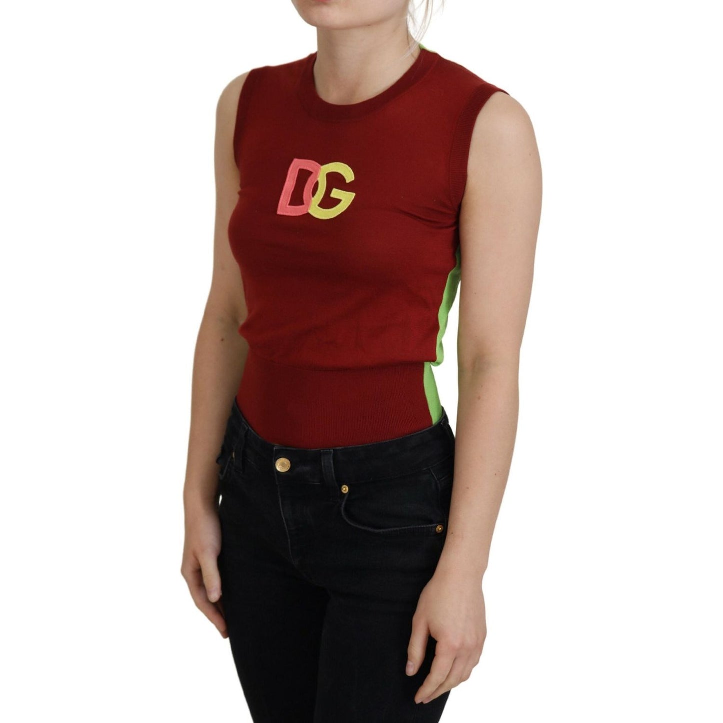 Dolce & Gabbana Elegant Silk Casual Top Red Green Dolce & Gabbana