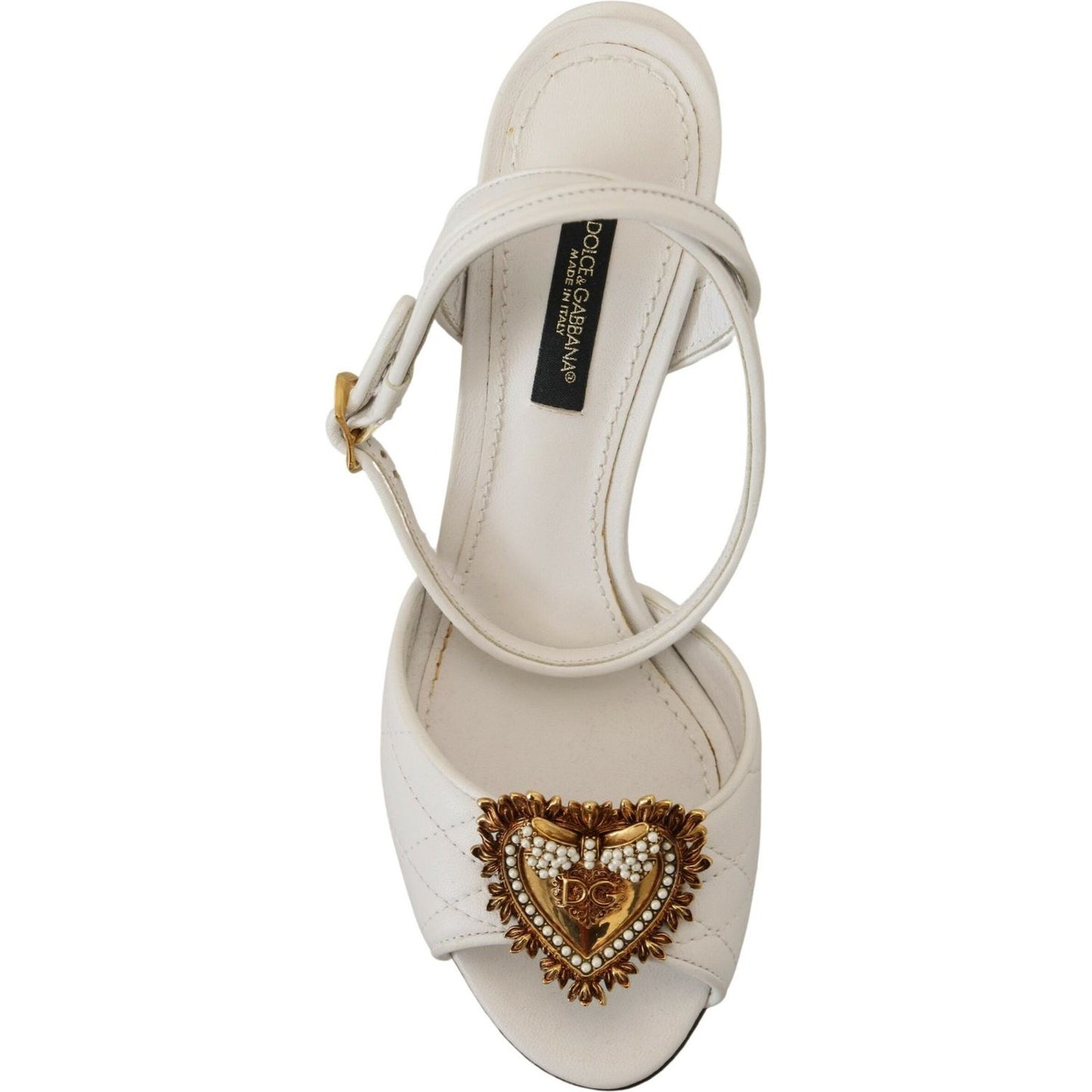 Dolce & Gabbana Devotion Embellished White Leather Stilettos Dolce & Gabbana