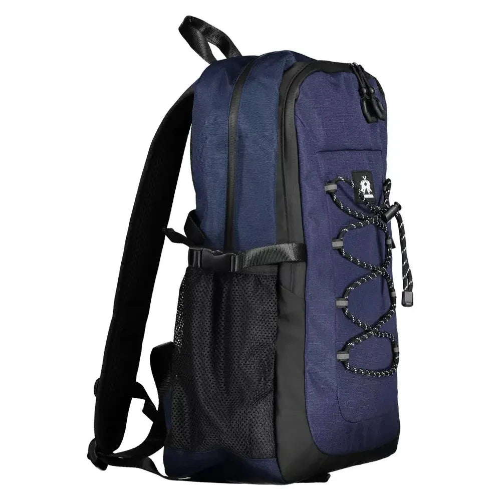 La Martina Blue Polyester Men Backpack La Martina