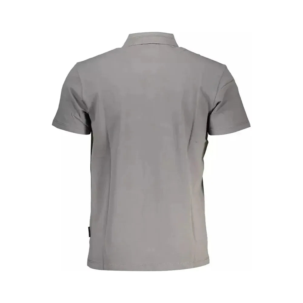 Napapijri Gray Cotton Men Polo Shirt Napapijri