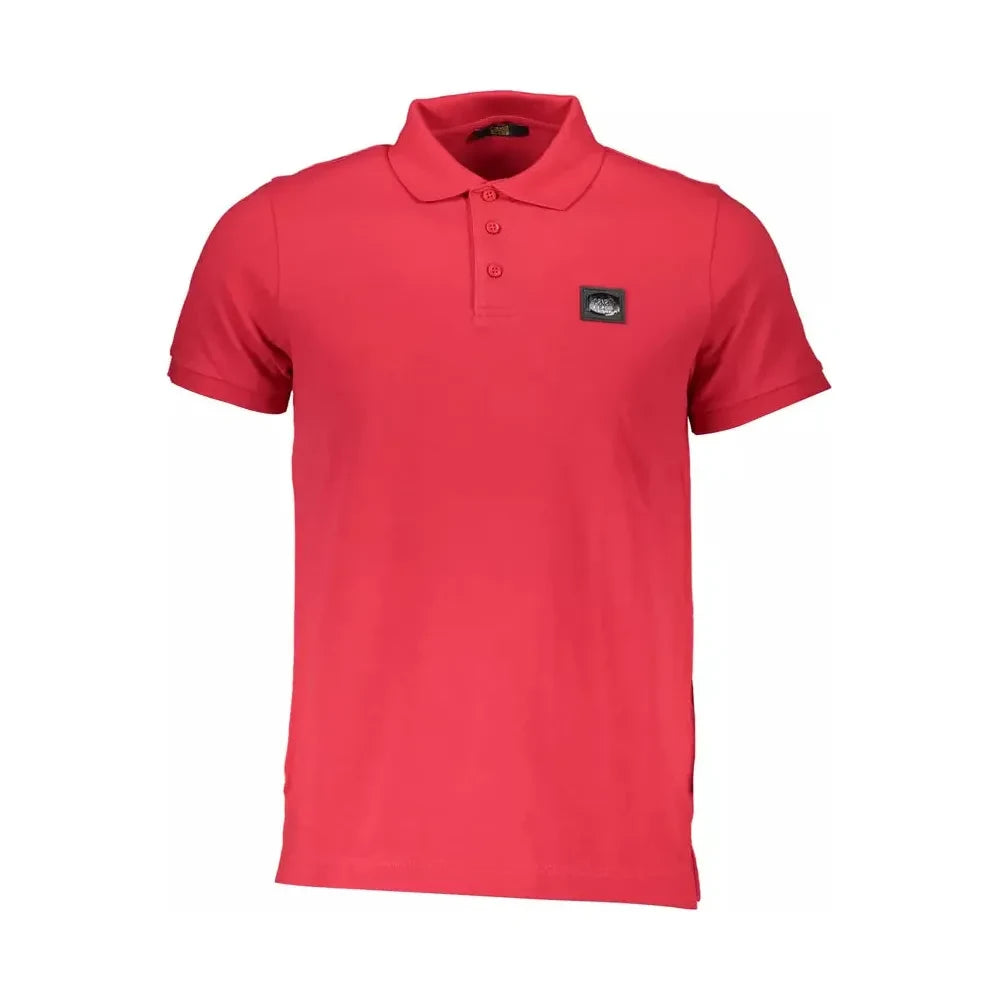 Cavalli Class Red Cotton Men Polo Shirt Cavalli Class