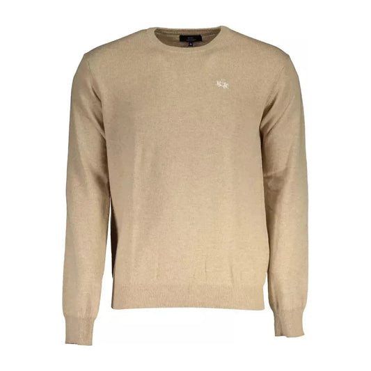 La Martina "Beige Wool Men Sweater Classic Comfort Knitwear" La Martina