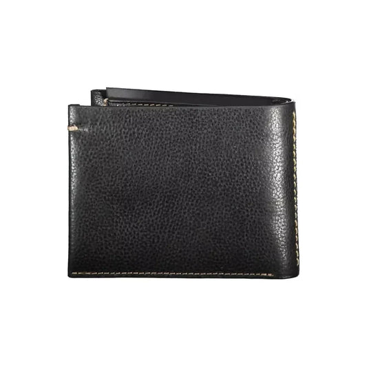 La Martina Black Leather Men Wallet La Martina