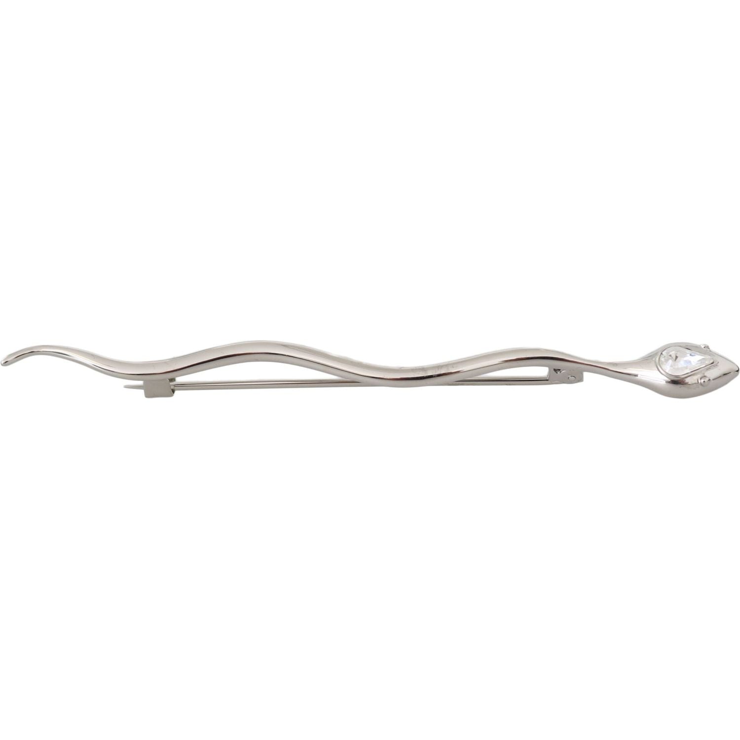 Dolce & Gabbana Silver Brass Crystal Spilla Serpente Mens Brooch Pin