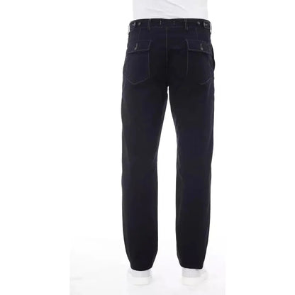 Alpha Studio Blue Cotton Men Pant