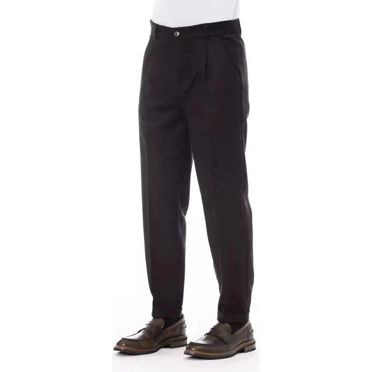 Alpha Studio Brown Wool Men Pant Alpha Studio