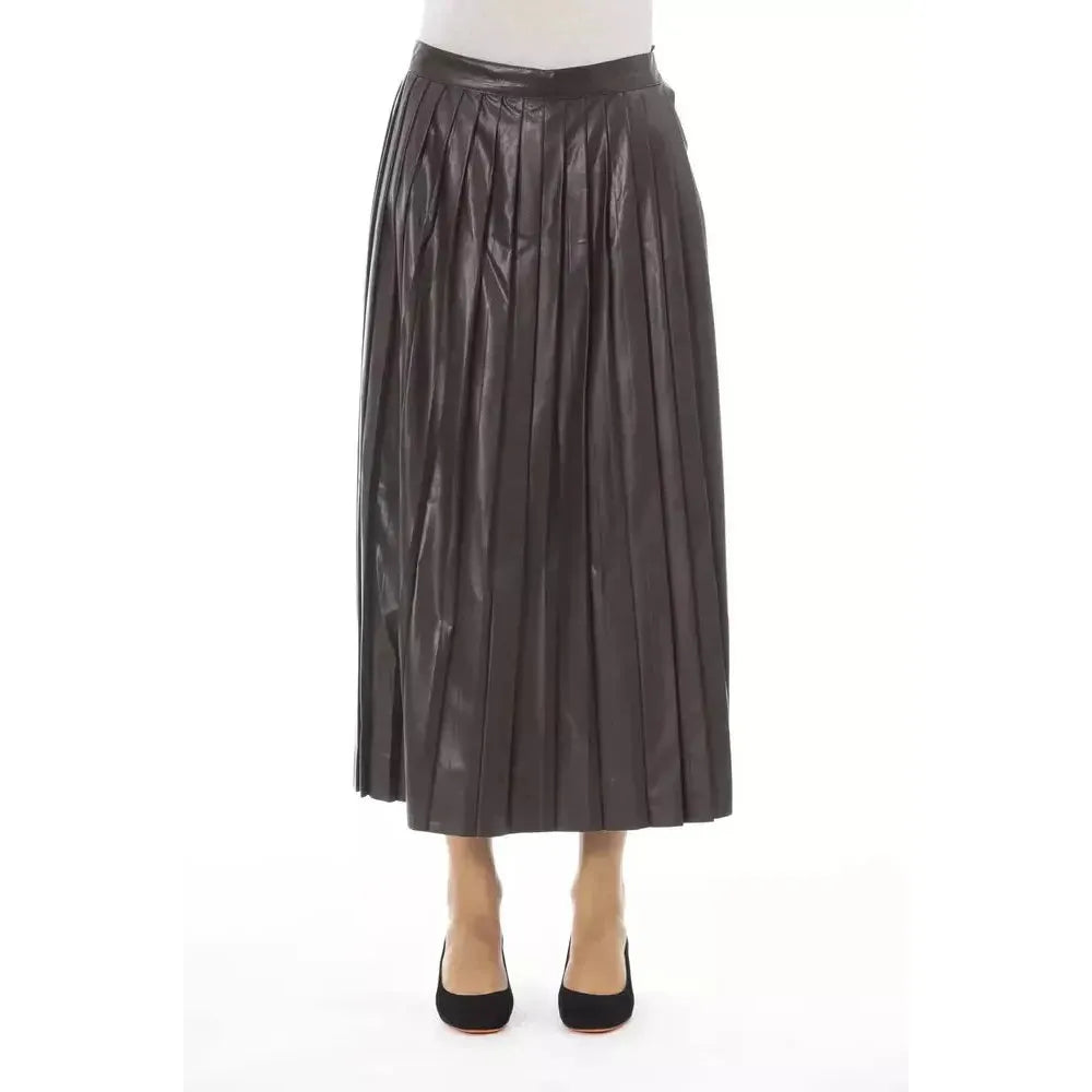 Alpha Studio Brown Polyethylene Women Skirt Alpha Studio