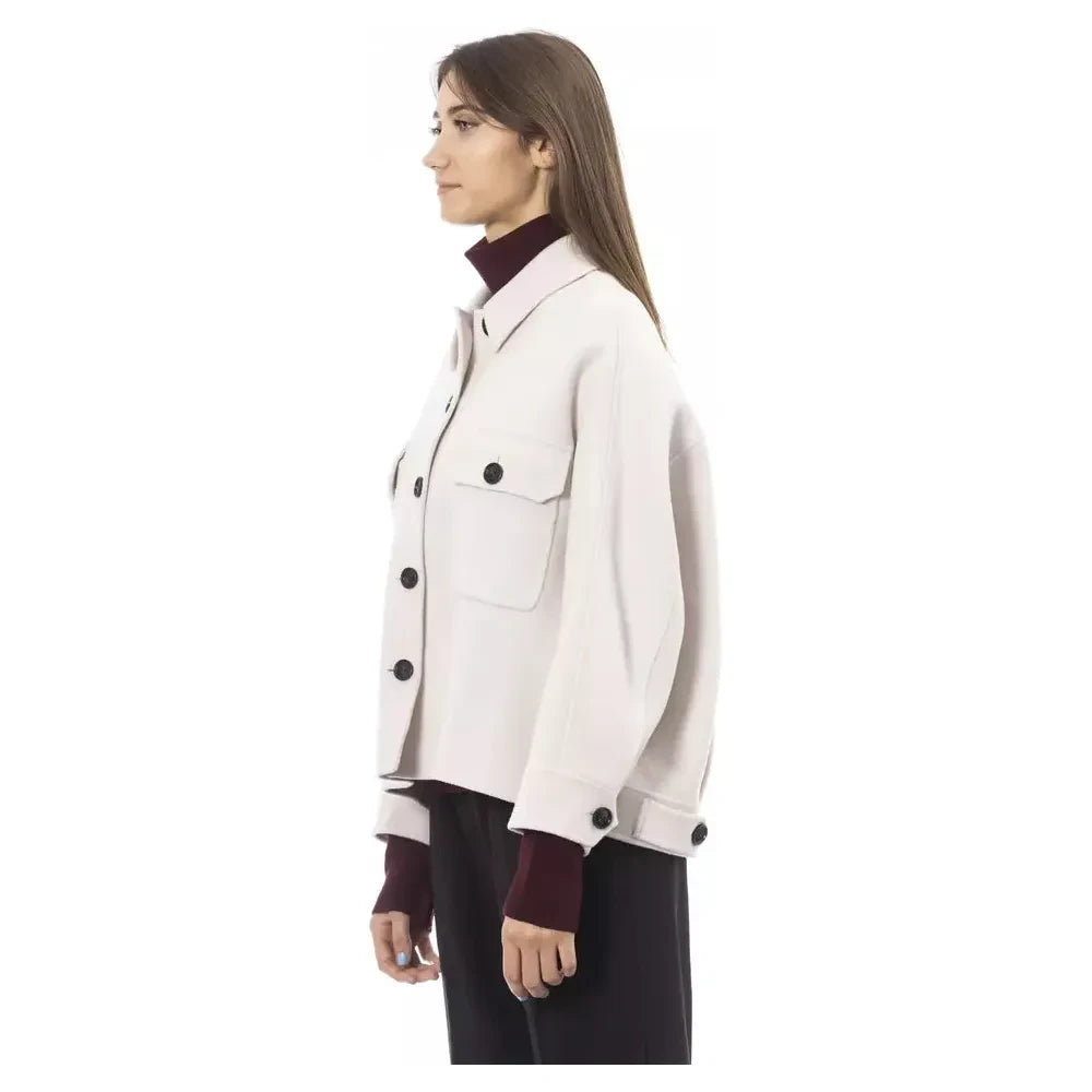 Alpha Studio Elegant White Wool Blazer Jacket Alpha Studio