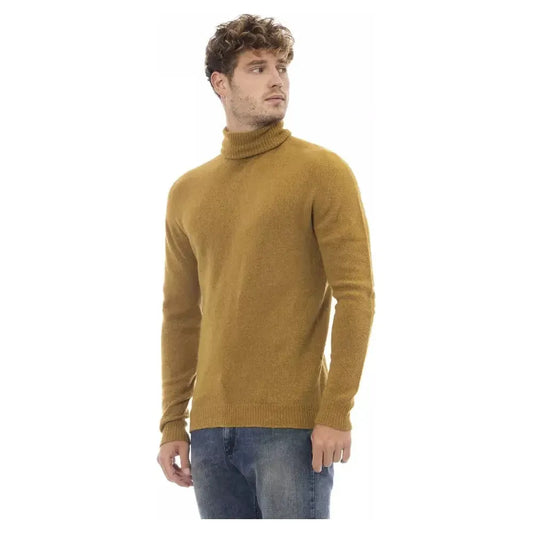 Alpha Studio Brown Alpaca Men Sweater Alpha Studio