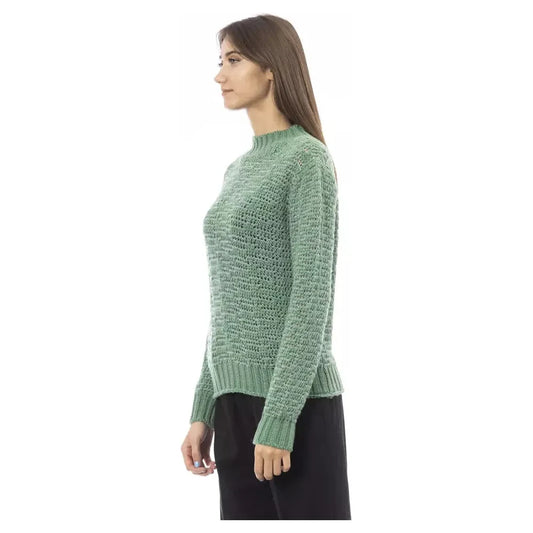 Alpha Studio Green Merino Wool Women Sweater Alpha Studio