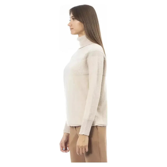 Alpha Studio Beige Wool Women Sweater Alpha Studio