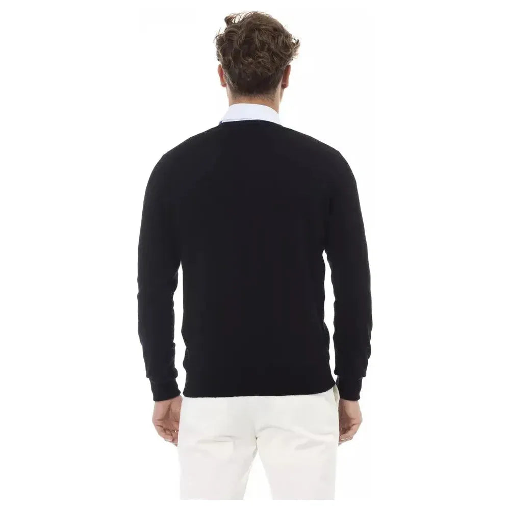 Alpha Studio Black Wool Men Sweater Alpha Studio