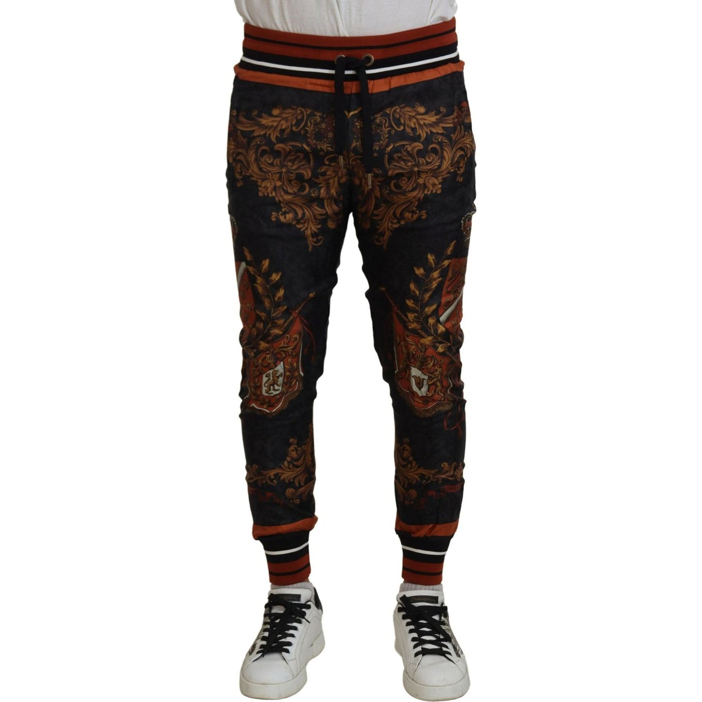 Dolce & Gabbana Baroque Crown Silk Sweatpants Dolce & Gabbana