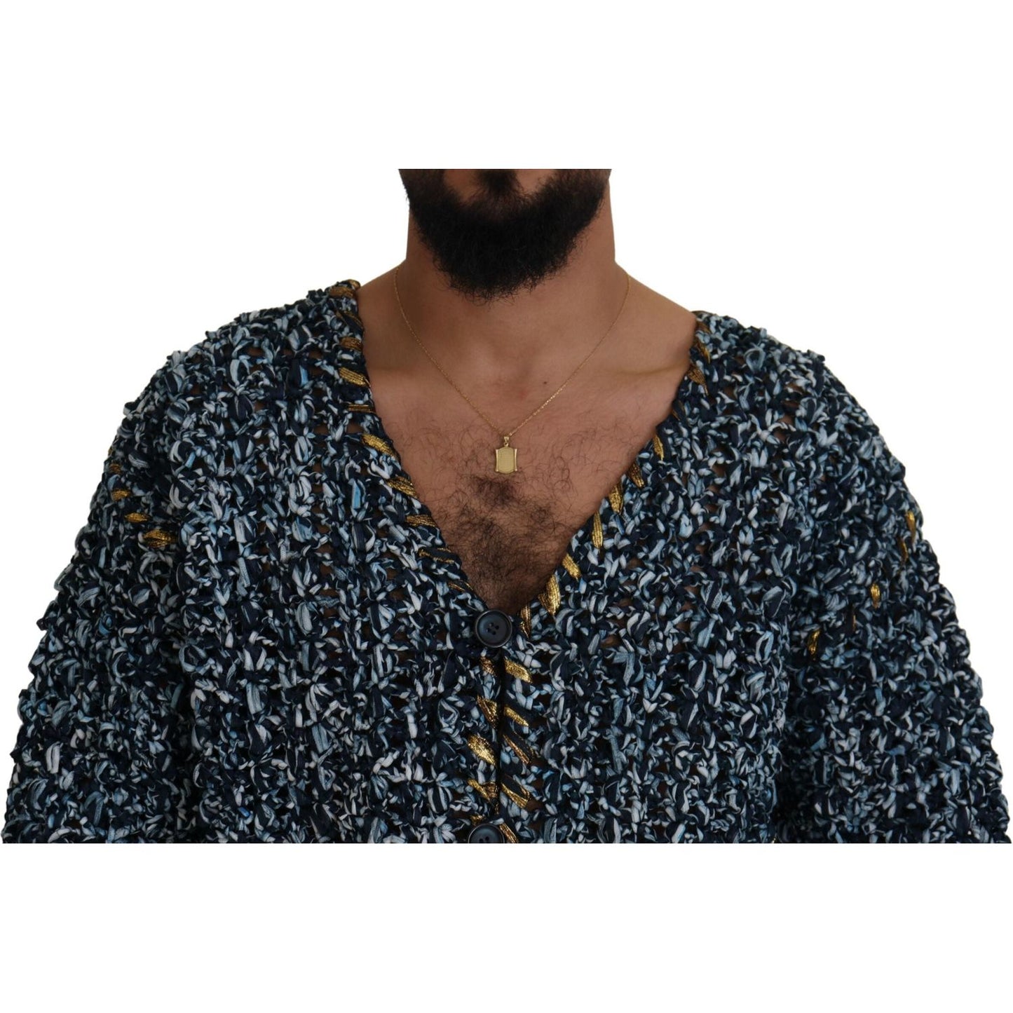 Dolce & Gabbana Elegant Blue V-Neck Cardigan Sweater Dolce & Gabbana