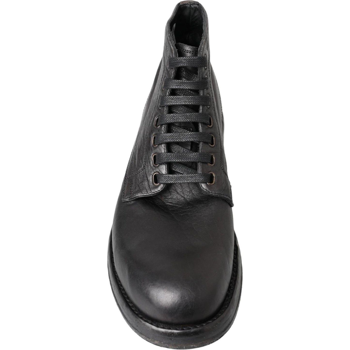 Dolce & Gabbana Equisite Black Lace-Up Leather Boots Dolce & Gabbana