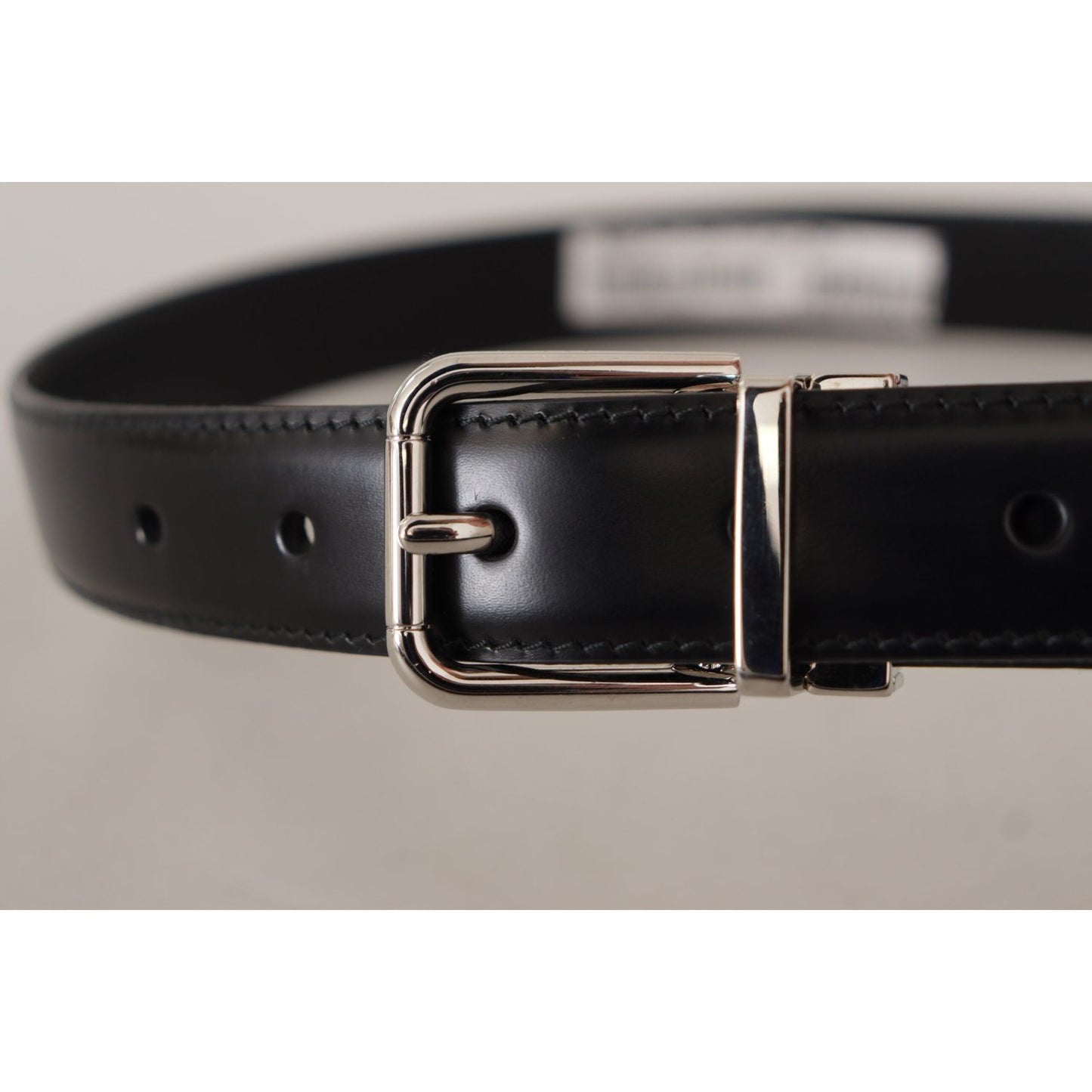 Dolce & Gabbana Sleek Black Leather Belt with Metal Buckle Dolce & Gabbana