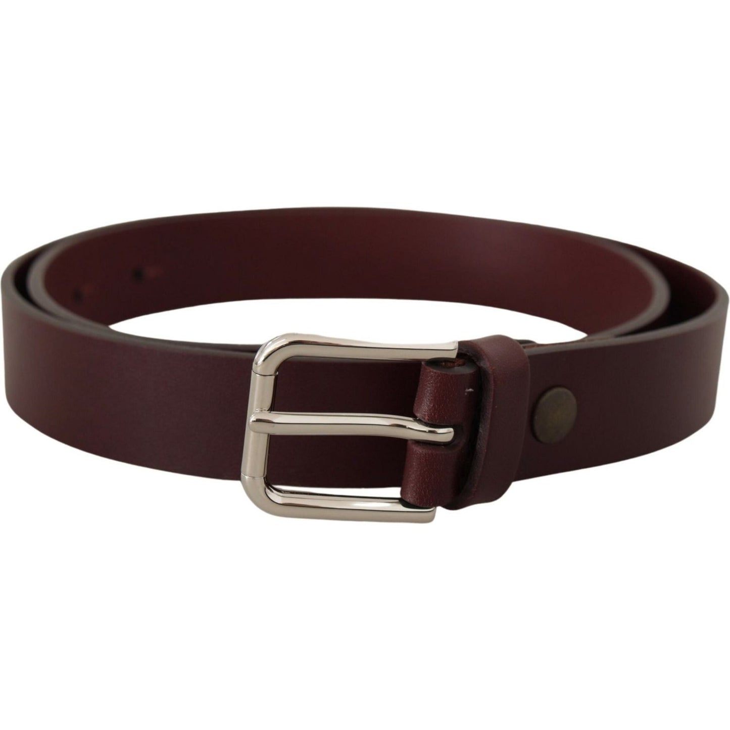 Dolce & Gabbana Maroon Luxe Leather Belt with Metal Buckle Dolce & Gabbana