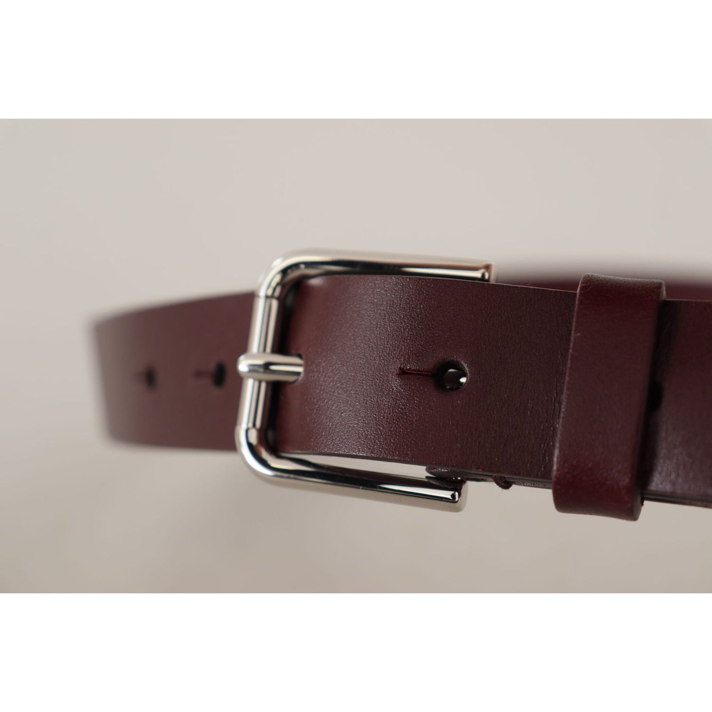 Dolce & Gabbana Maroon Luxe Leather Belt with Metal Buckle Dolce & Gabbana