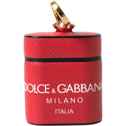 Dolce & Gabbana Elegant Red Leather Airpods Case Dolce & Gabbana