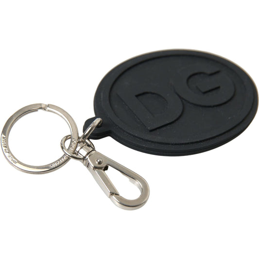 Dolce & Gabbana Elegant Black Rubber and Brass Keychain Dolce & Gabbana