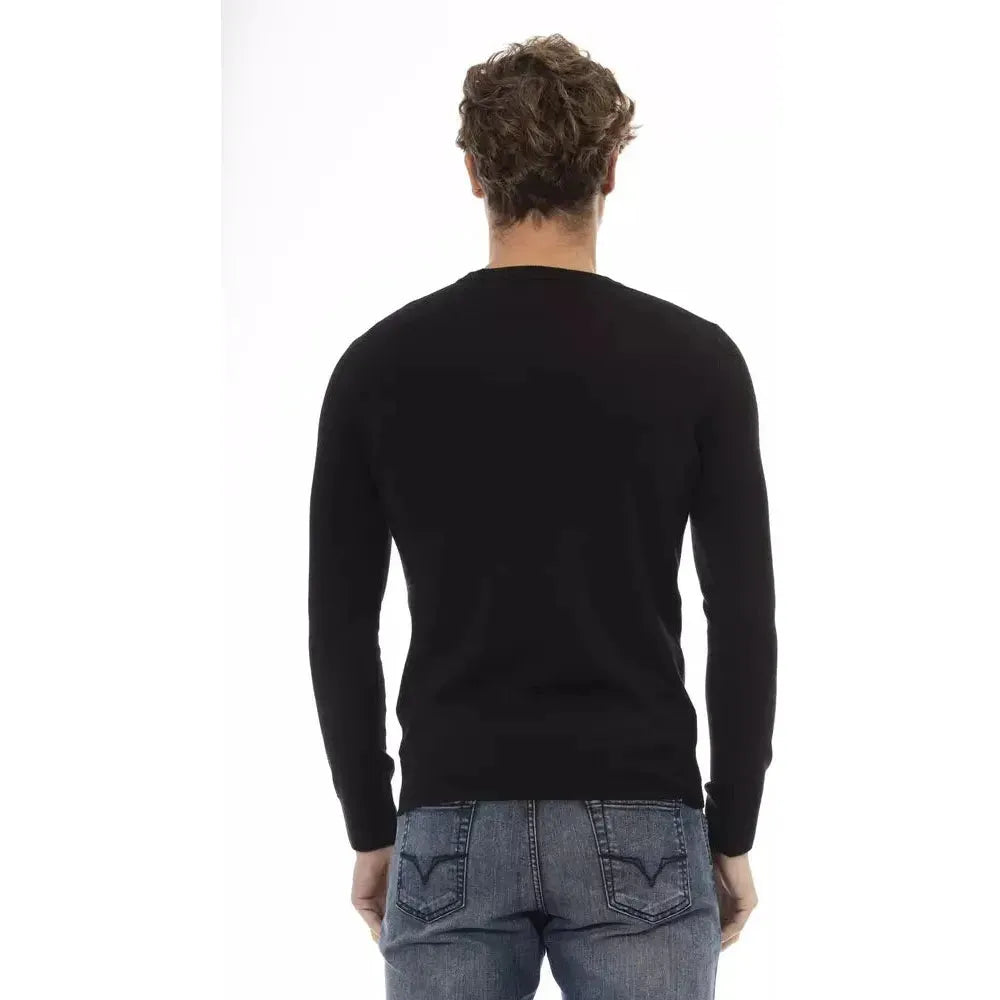 Baldinini Trend Black Wool Men Sweater Baldinini Trend