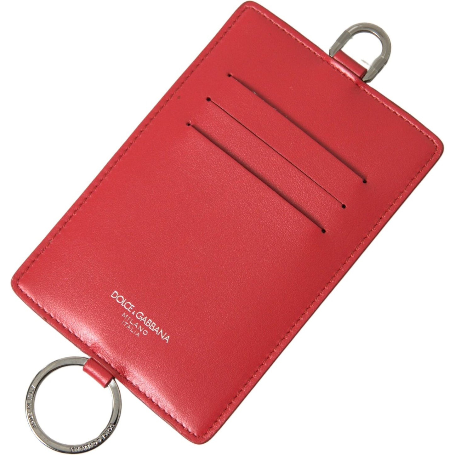 Dolce & Gabbana Elegant Red Leather Lanyard Card Holder Dolce & Gabbana