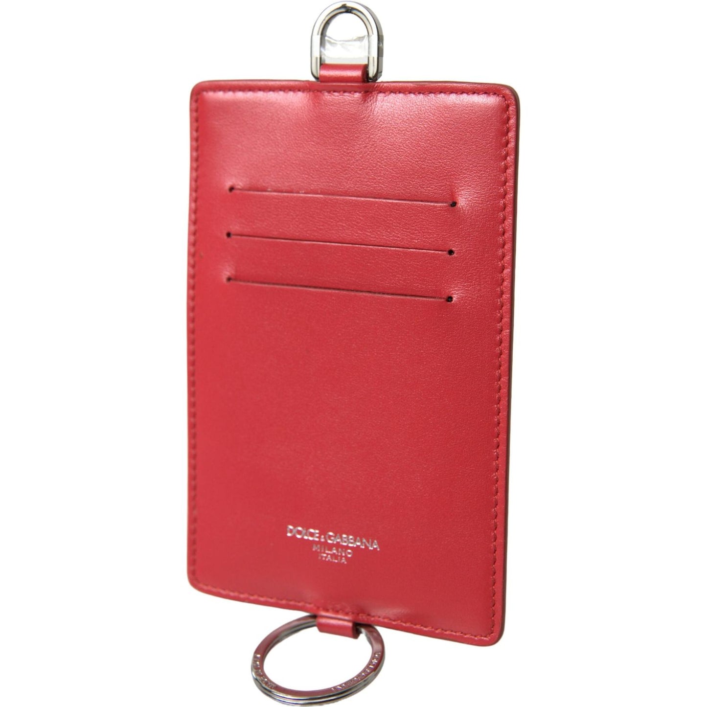 Dolce & Gabbana Elegant Red Leather Lanyard Card Holder Dolce & Gabbana