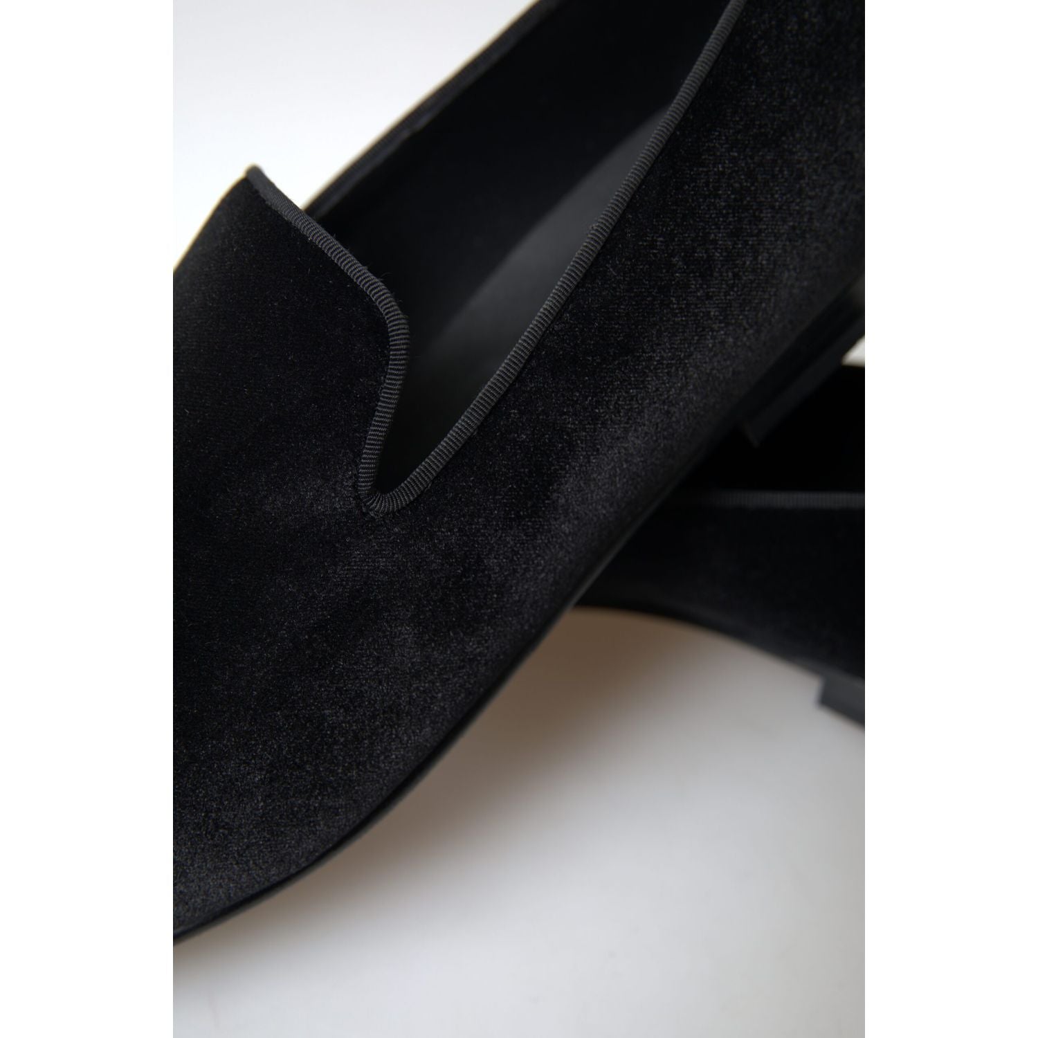 Dolce & Gabbana Black Velvet Loafers Formal Shoes