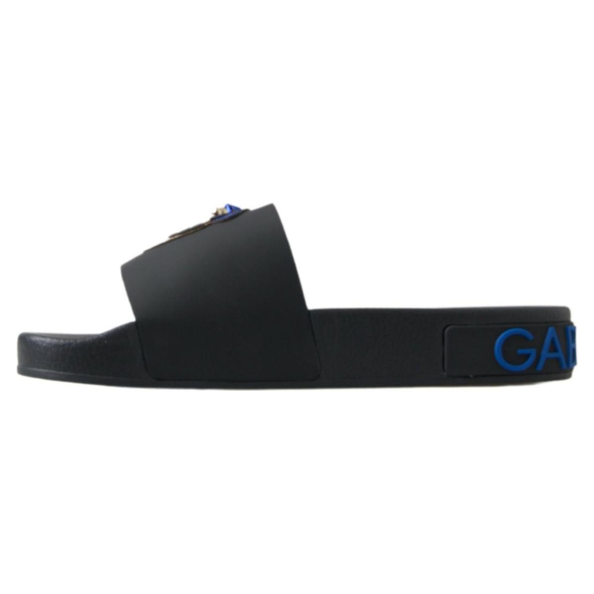 Dolce & Gabbana Elegant Black Leather Slide Sandals