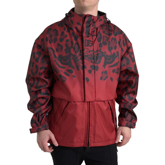 Dolce & Gabbana Radiant Red Leopard Print Hooded Jacket Dolce & Gabbana