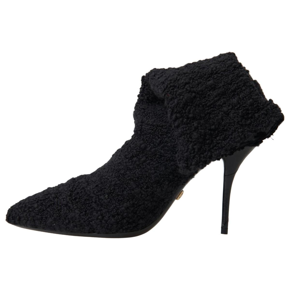 Dolce & Gabbana Elegant Virgin Wool Mid Calf Boots Dolce & Gabbana