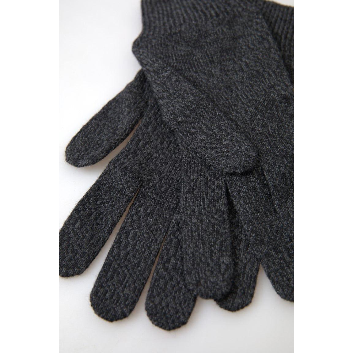 Dolce & Gabbana Elegant Virgin Wool Winter Gloves in Gray Dolce & Gabbana