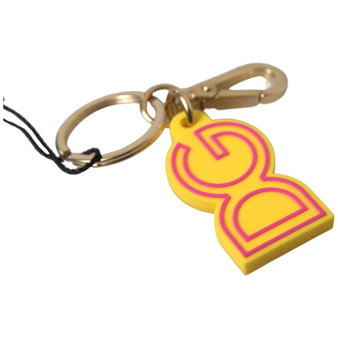 Dolce & Gabbana Chic Yellow Logo-Engraved Keychain Dolce & Gabbana