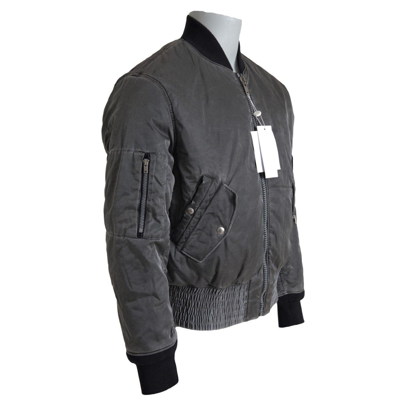 MM6 Maison Margiela Elegant Gray Bomber Jacket Full Zip Closure MM6 Maison Margiela