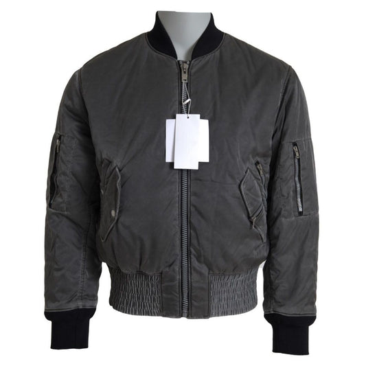 MM6 Maison Margiela Gray Bomber Zipper Pocket Sleeves Jacket