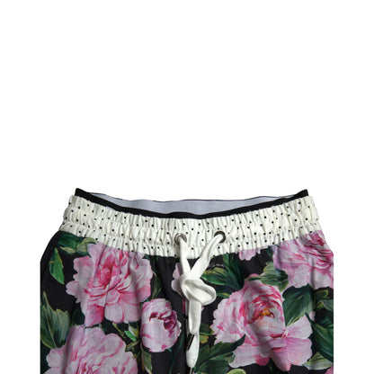 Dolce & Gabbana Multicolor Peony Joggers Cotton Men Pants