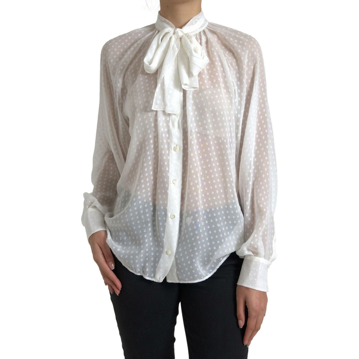 Dolce & Gabbana Elegant Sheer Silk Button-Up Blouse Dolce & Gabbana