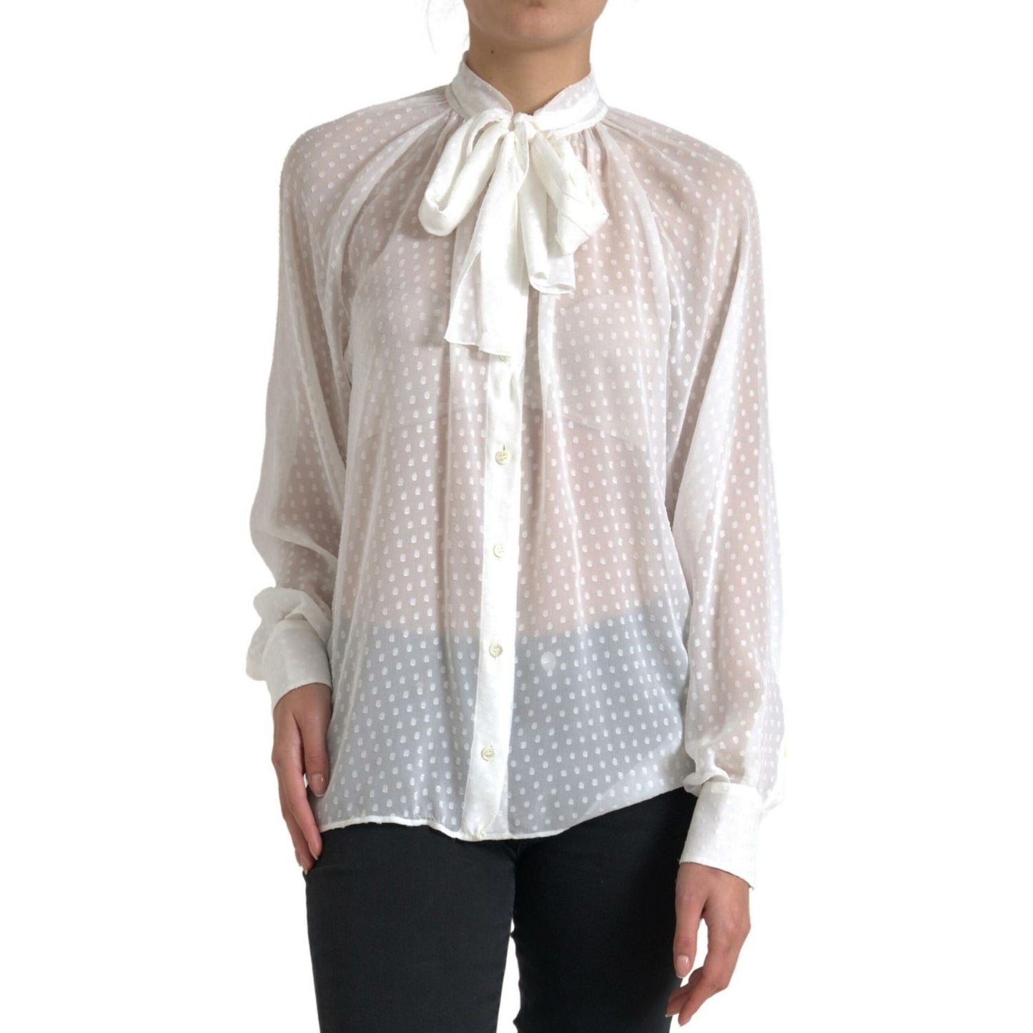 Dolce & Gabbana Elegant Sheer Silk Button-Up Blouse Dolce & Gabbana