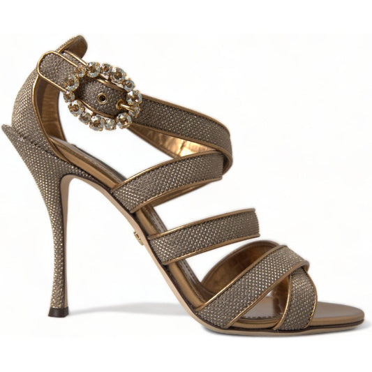 Dolce & Gabbana Bronze Crystal Stiletto Heels Sandals Dolce & Gabbana